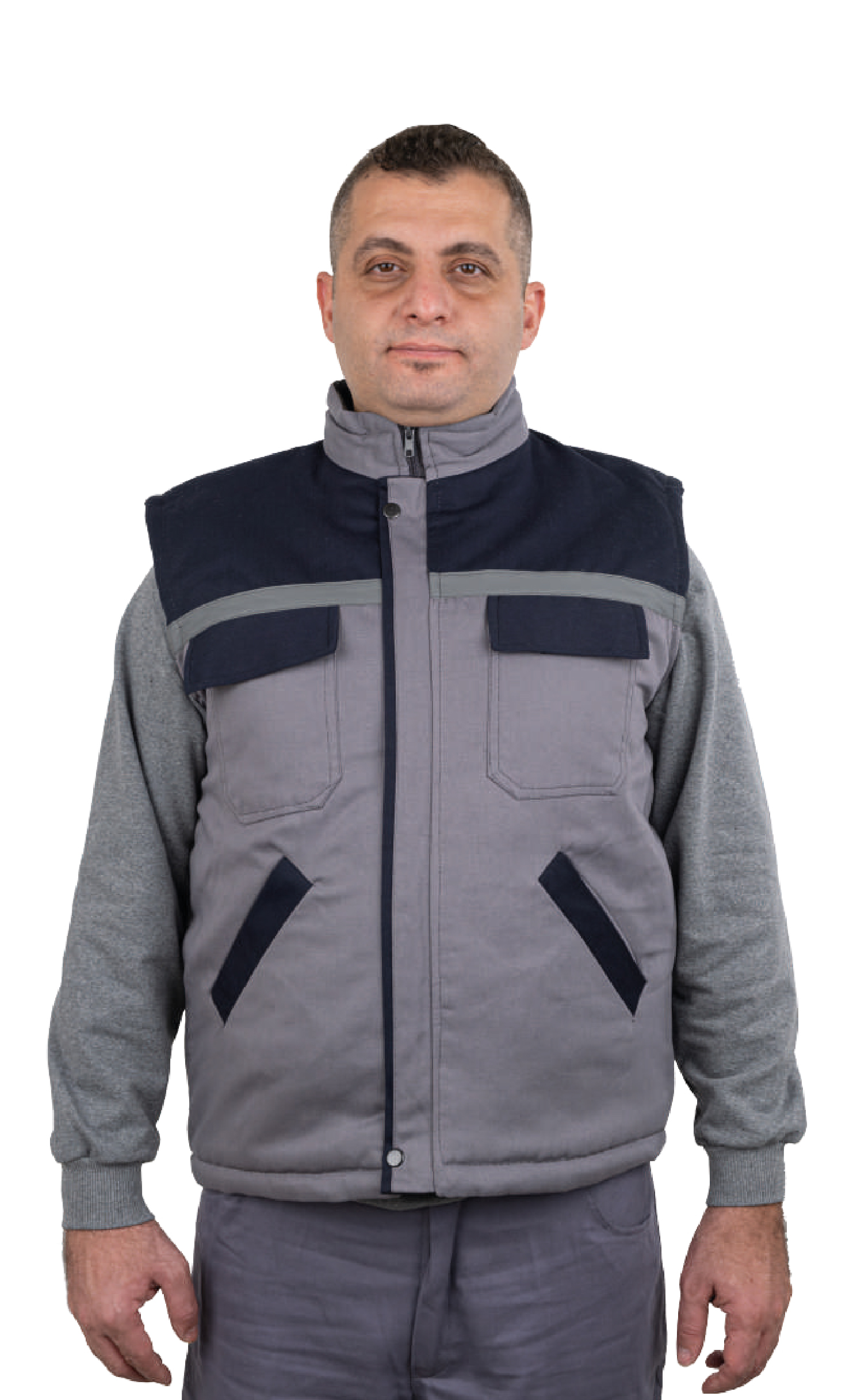 GRİ/LACİVERT GABARDİN YELEK