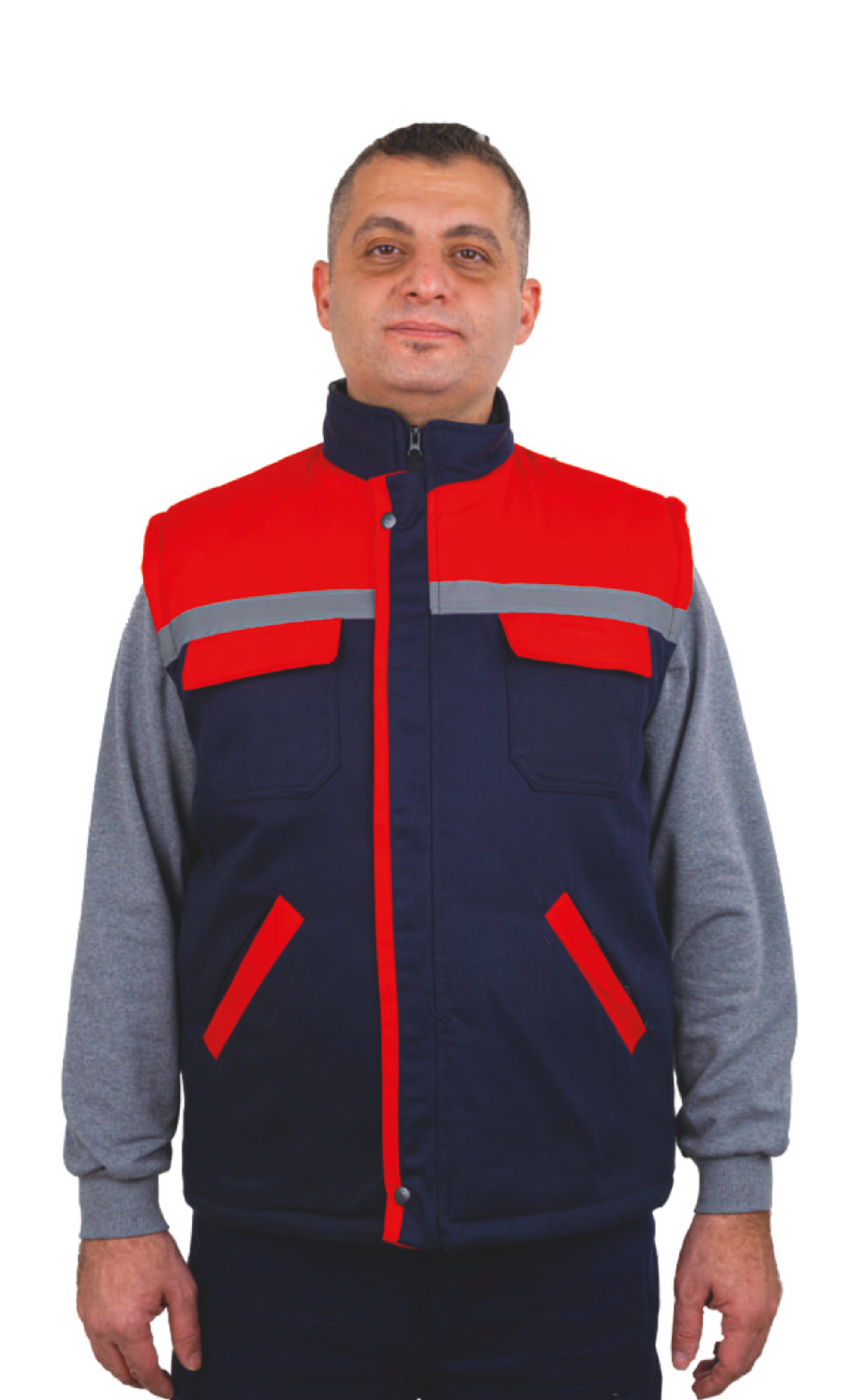 LACİVERT/KIRMIZI GABARDİN YELEK